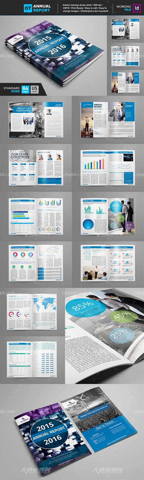 Clean Corporate Annual Report_V7,indesign模板－年终报刊(通用型)